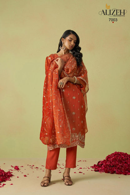 Gulaabo 7001-7004 Alizeh Organza Pant Style Suits Supplier Ahmedabad
