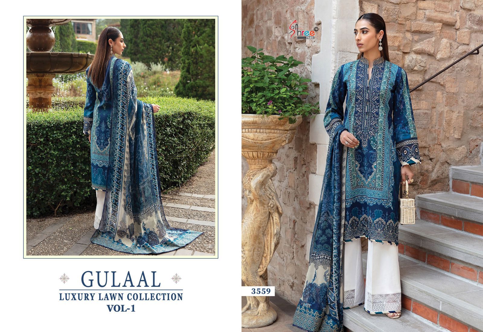 Gulaal Luxury Lawn Collection Vol 1 Shree Fabs Pure Cotton Pakistani Patch Work Suits Exporter India
