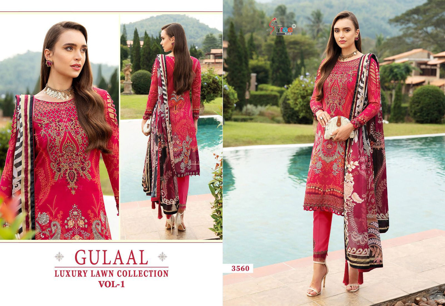 Gulaal Luxury Lawn Collection Vol 1 Shree Fabs Pure Cotton Pakistani Patch Work Suits Exporter India