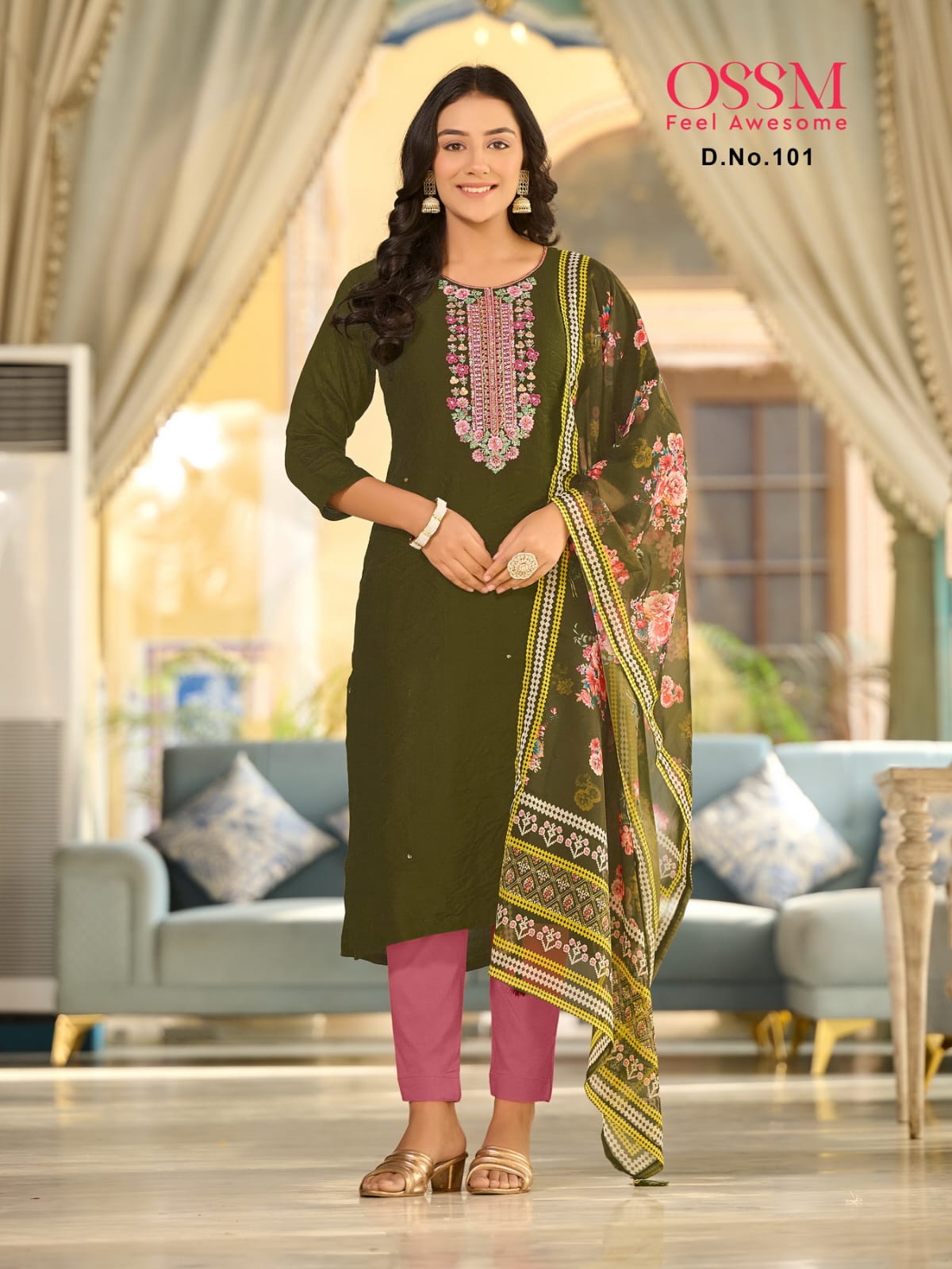 Gulaal Ossm Viscose Readymade Pant Style Suits