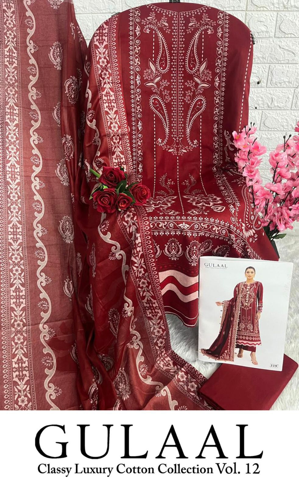 Gulaal Vol 12 Classy Luxury Cotton Collection Sana Maryam Karachi Salwar Suits Supplier Gujarat