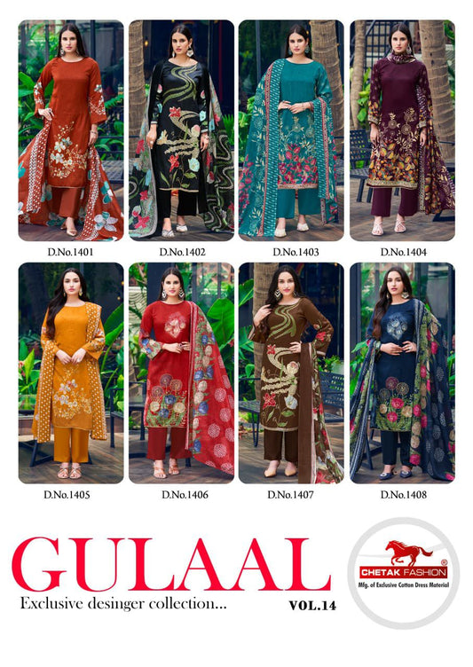 Gulaal Vol 14 Chetak Fashion Jaam Cotton Pant Style Suits Exporter