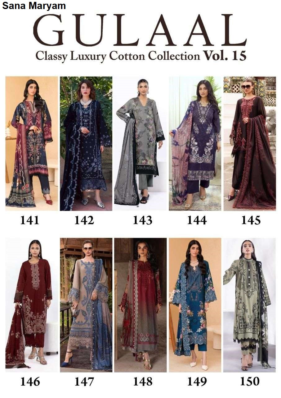 Gulaal Vol 15 Classy Luxury Cotton Collection Sana Maryam Karachi Readymade Suits Wholesaler India