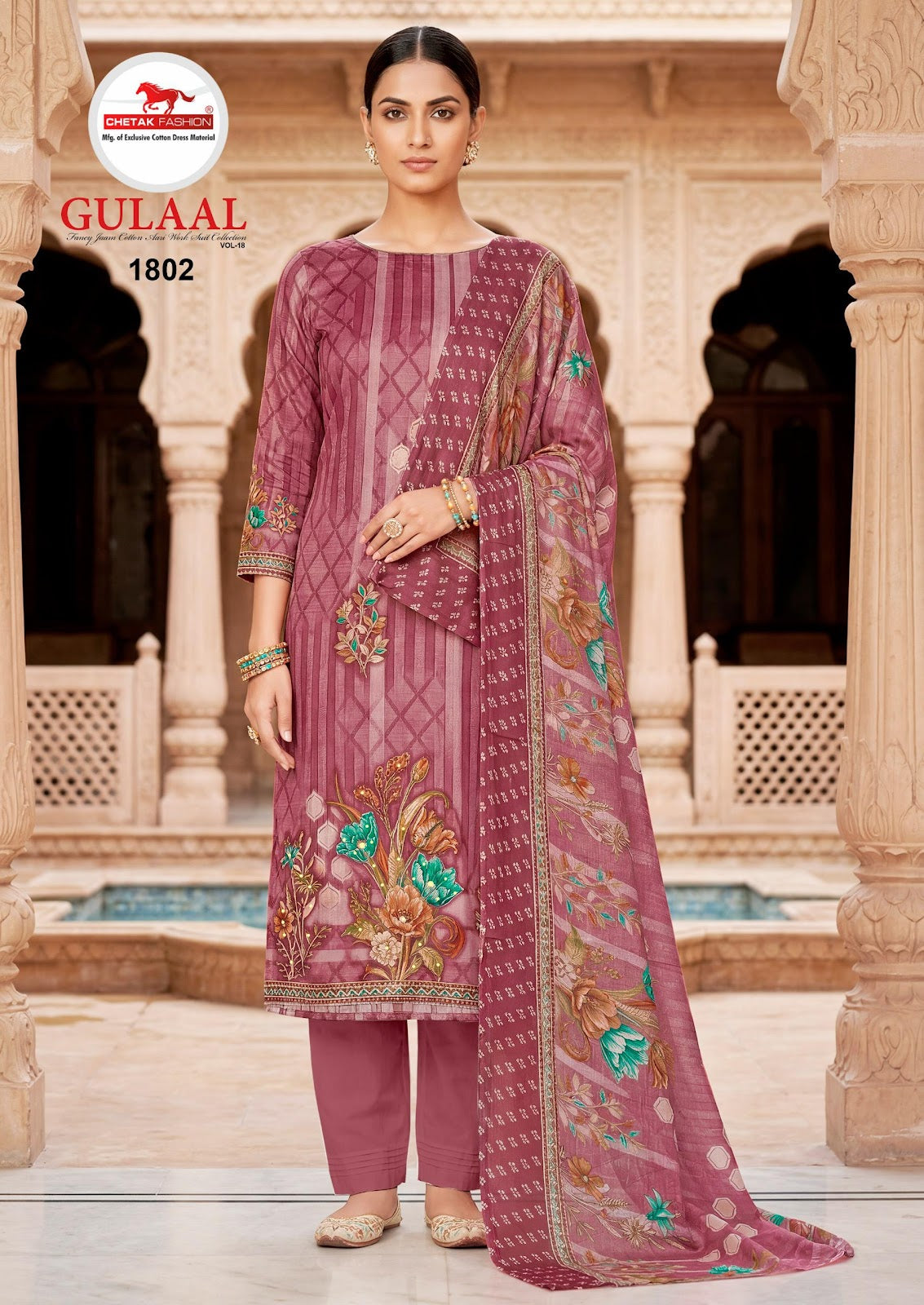 Gulaal Vol 18 Chetak Fashion Jam Cotton Karachi Salwar Suits Supplier India
