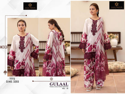 Gulaal Vol 1 Classy Luxury Cotton Collection Aaliz Prints Karachi Salwar Suits Supplier Gujarat