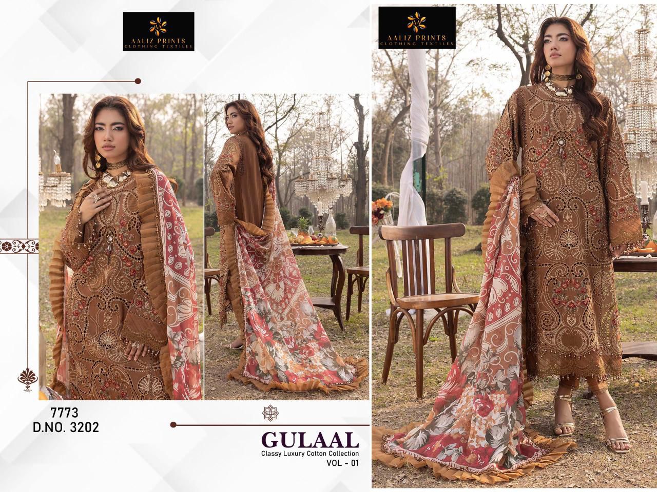 Gulaal Vol 1 Classy Luxury Cotton Collection Aaliz Prints Karachi Salwar Suits Supplier Gujarat