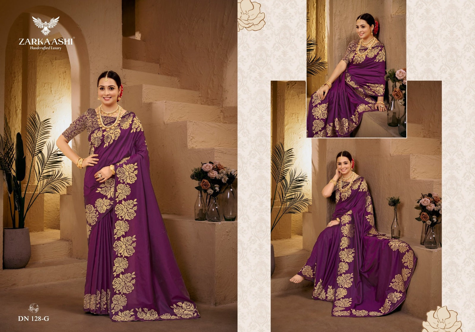 Gulab Kali Zarkaashi Silk Sarees Supplier Ahmedabad