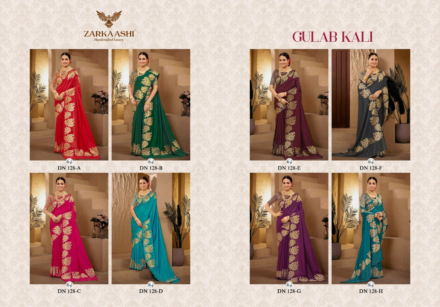 Gulab Kali Zarkaashi Silk Sarees Supplier Ahmedabad