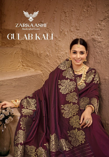 Gulab Kali Zarkaashi Silk Sarees Supplier Ahmedabad