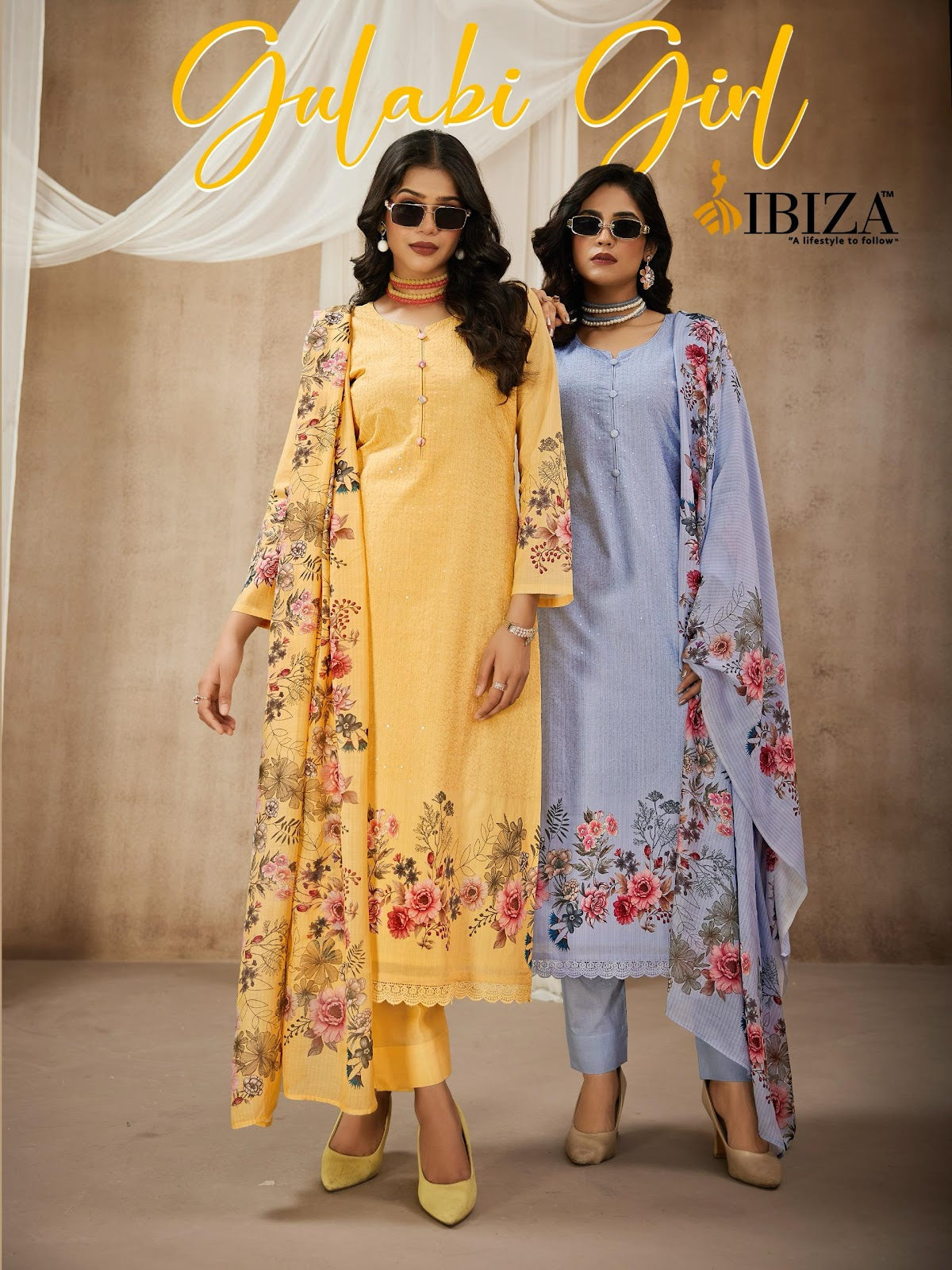Gulabi Girl Ibiza Pure Lawn Pant Style Suits Manufacturer India