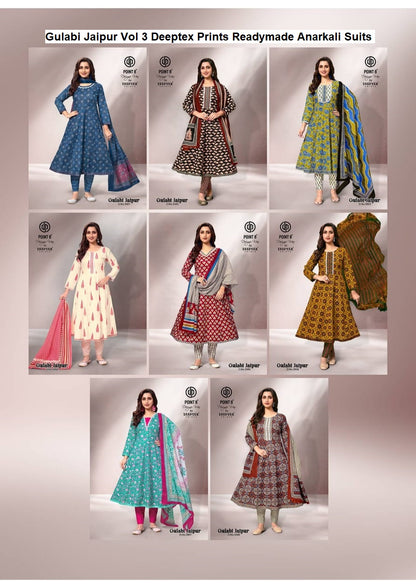 Gulabi Jaipur Vol 3 Deeptex Prints Cotton Readymade Anarkali Suits Supplier Gujarat