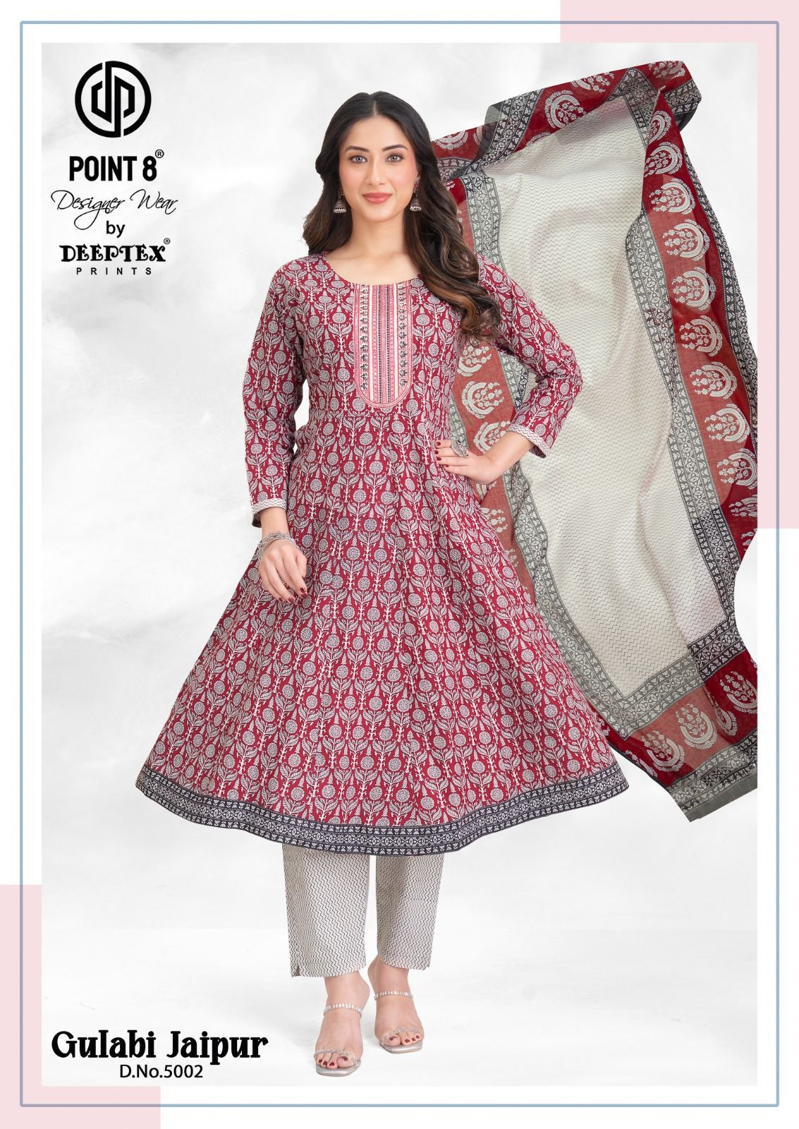 Gulabi Jaipur Vol 5 Point 8 Deeptex Prints Cotton Readymade Anarkali Suits Supplier Ahmedabad