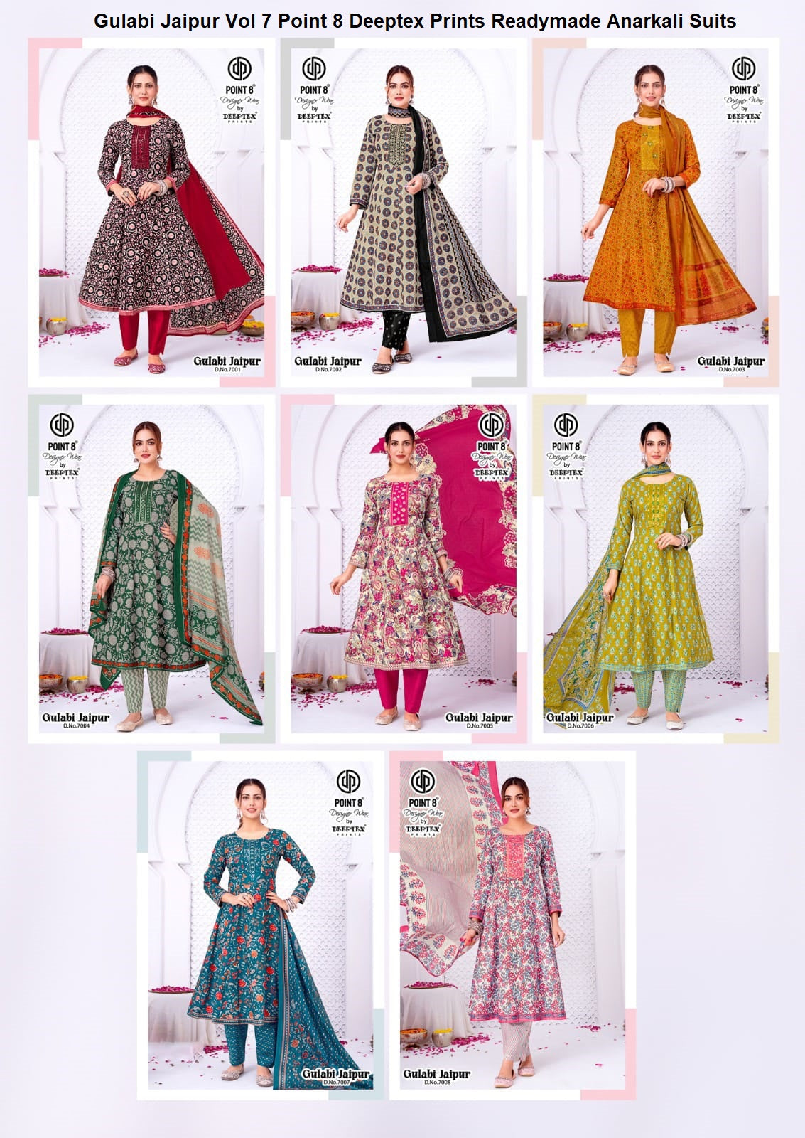 Gulabi Jaipur Vol 7 Point 8 Deeptex Prints Cotton Readymade Anarkali Suits Exporter Ahmedabad