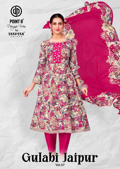 Gulabi Jaipur Vol 7 Point 8 Deeptex Prints Cotton Readymade Anarkali Suits Exporter Ahmedabad