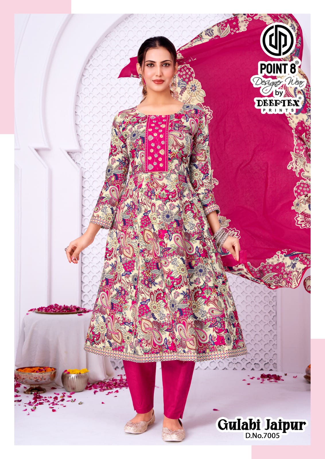 Gulabi Jaipur Vol 7 Point 8 Deeptex Prints Cotton Readymade Anarkali Suits Exporter Ahmedabad