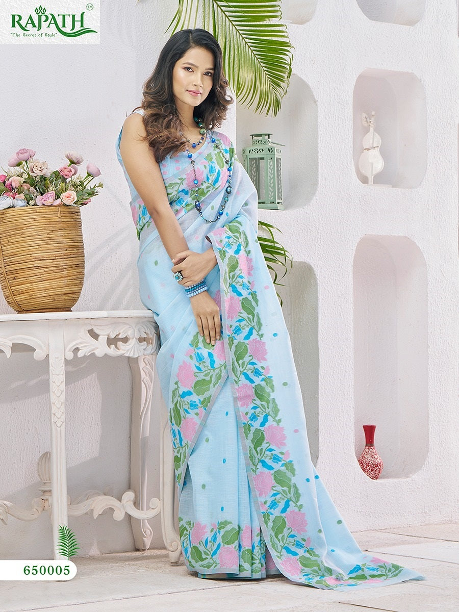 Gulabi Rajpath Linen Silk Sarees Supplier Gujarat