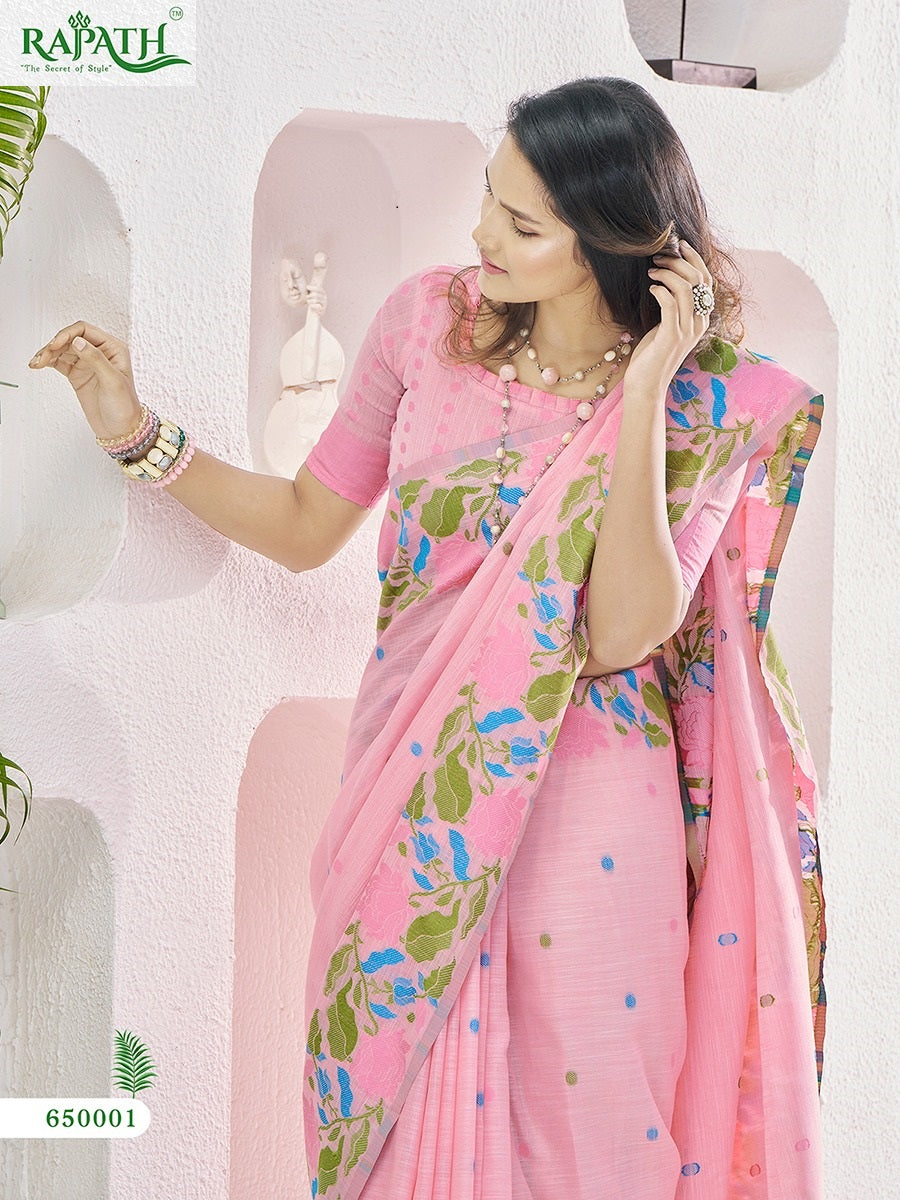 Gulabi Rajpath Linen Silk Sarees Supplier Gujarat