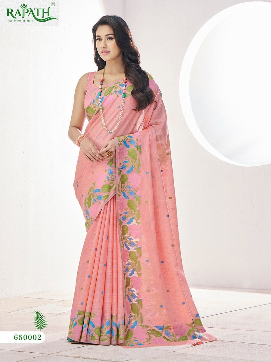 Gulabi Rajpath Linen Silk Sarees Supplier Gujarat