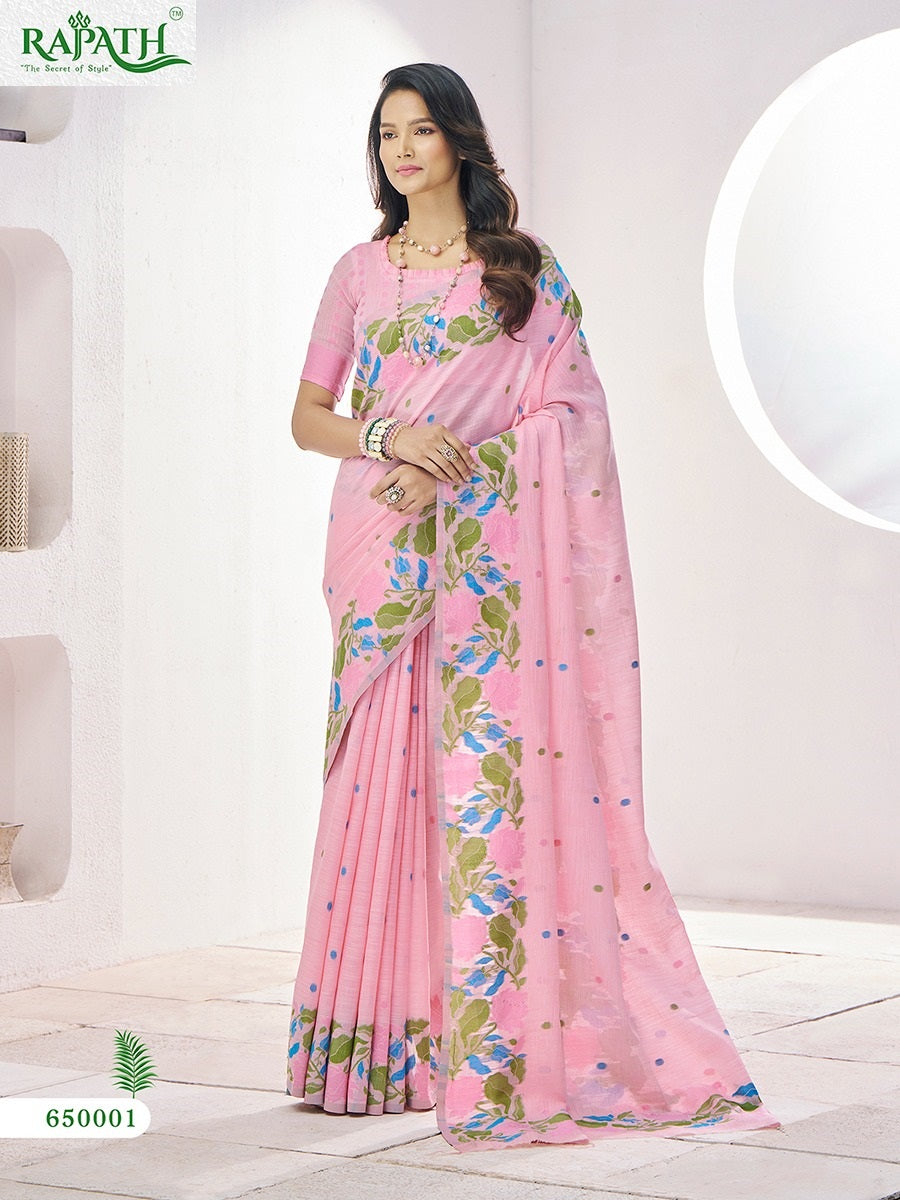 Gulabi Rajpath Linen Silk Sarees Supplier Gujarat