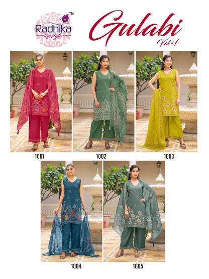 Gulabi Vol 1 Radhika Lifestyle Vertican Readymade Plazzo Style Suits Manufacturer