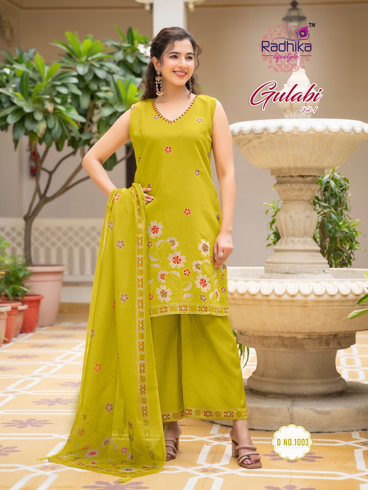 Gulabi Vol 1 Radhika Lifestyle Vertican Readymade Plazzo Style Suits Manufacturer