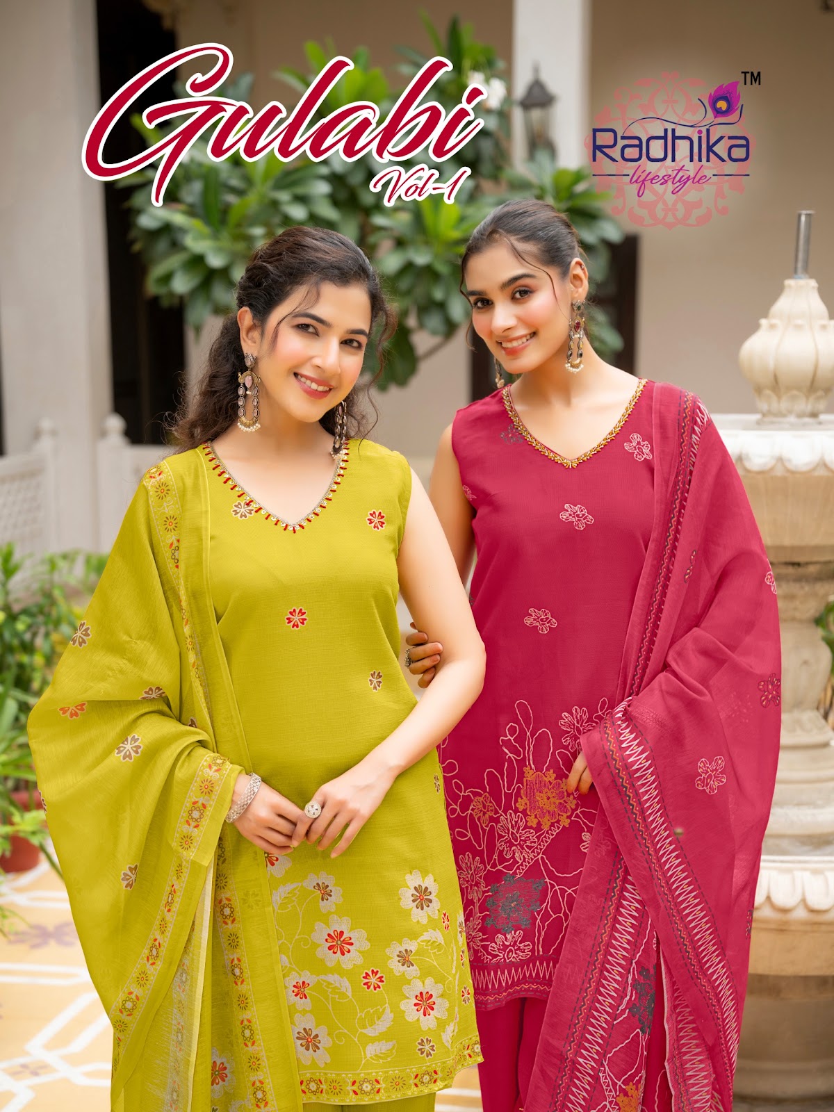 Gulabi Vol 1 Radhika Lifestyle Vertican Readymade Plazzo Style Suits Manufacturer