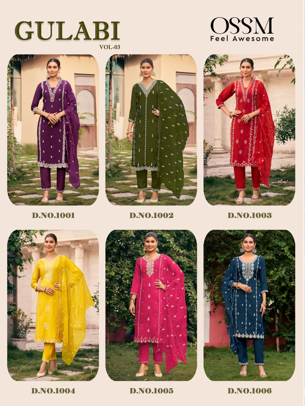 Gulabi Vol 3 Ossm Roman Silk Readymade Pant Style Suits Manufacturer India
