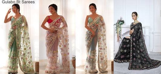 Gulabo Bt Butterfly Net Sarees Wholesaler Ahmedabad