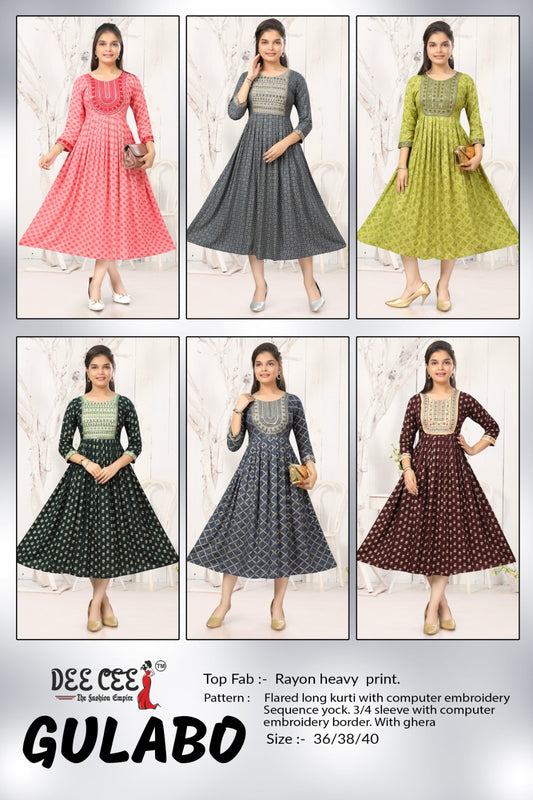 Gulabo Deecee Rayon Anarkali Kurtis Manufacturer Gujarat