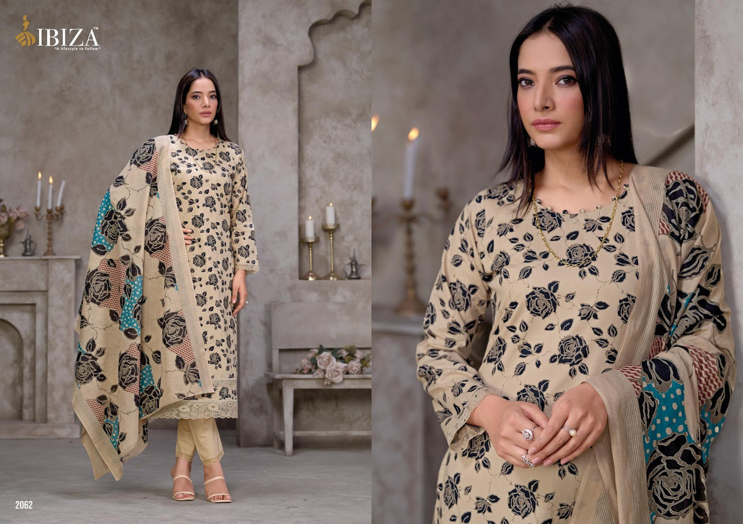 गुलाबो इबीज़ा कैम्ब्रिक कॉटन पैंट स्टाइल सूट निर्माता भारत