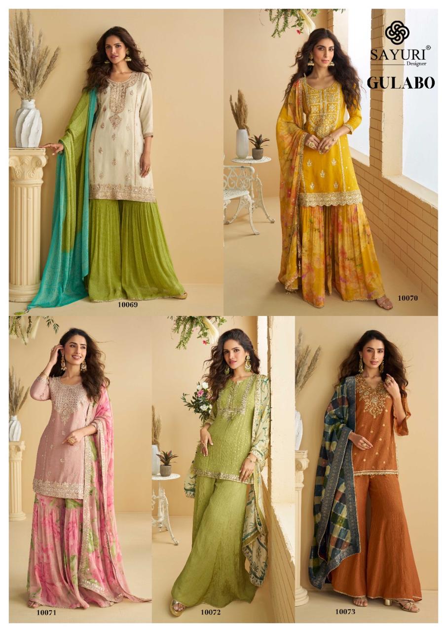 Gulabo Sayuri Chinon Silk Readymade Plazzo Style Suits Wholesaler Ahmedabad