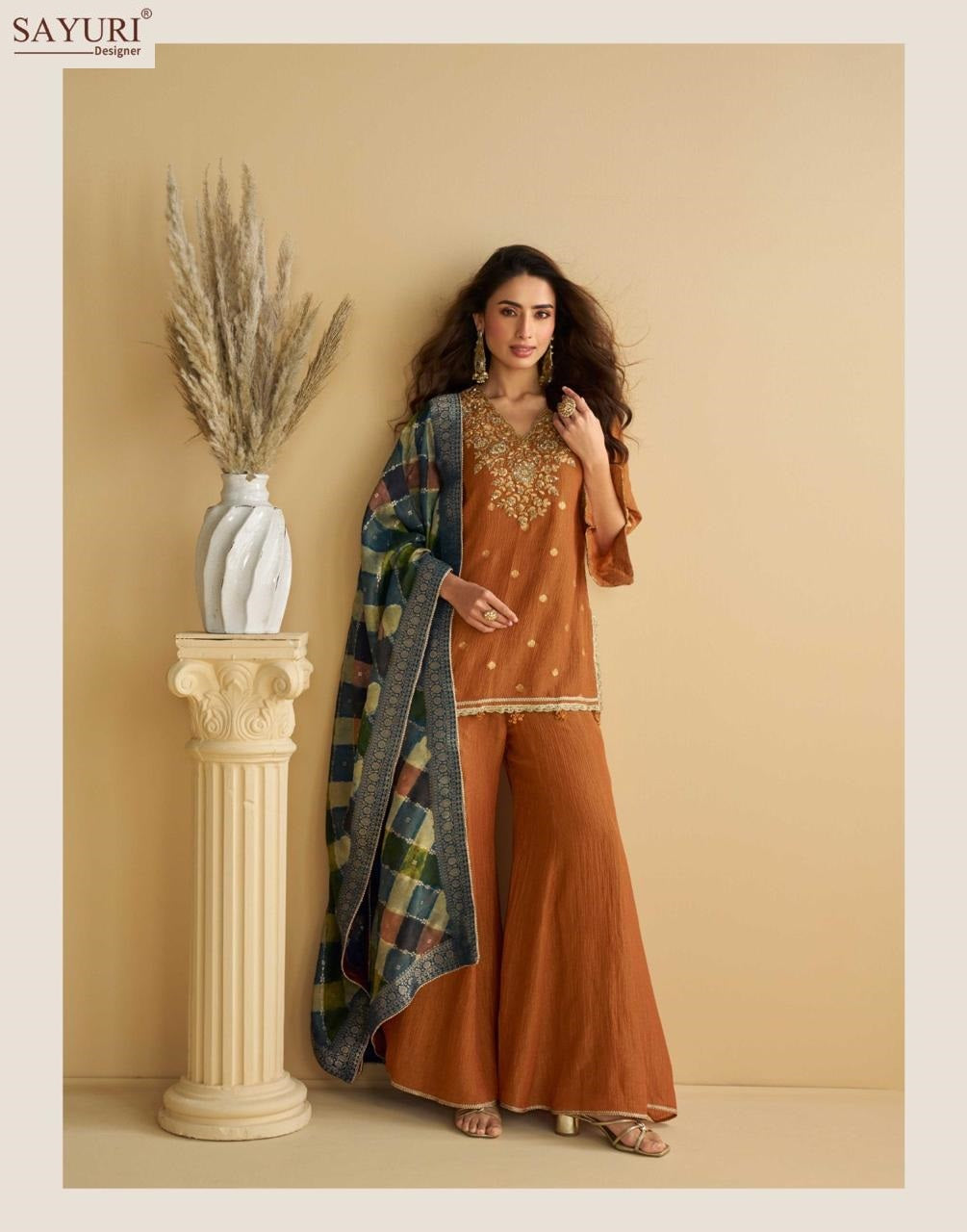 Gulabo Sayuri Chinon Silk Readymade Plazzo Style Suits Wholesaler Ahmedabad