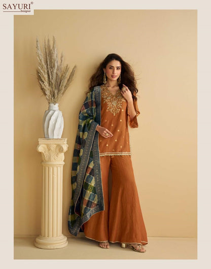 Gulabo Sayuri Chinon Silk Readymade Plazzo Style Suits Wholesaler Ahmedabad