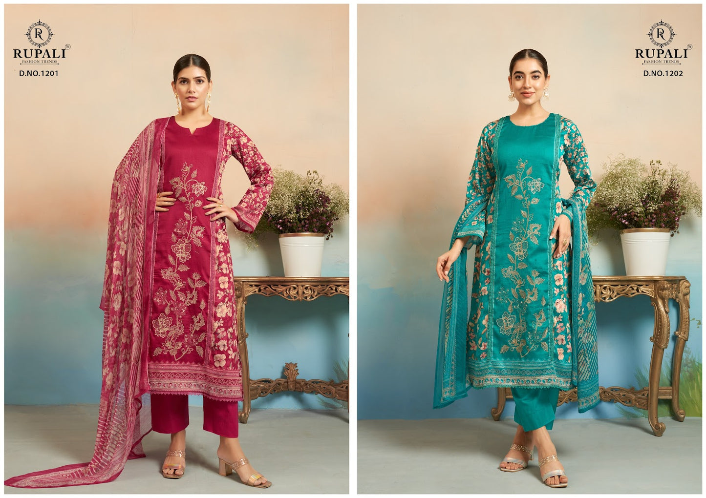 Gulbagh Rupali Jaam Satin Pant Style Suits Manufacturer Ahmedabad