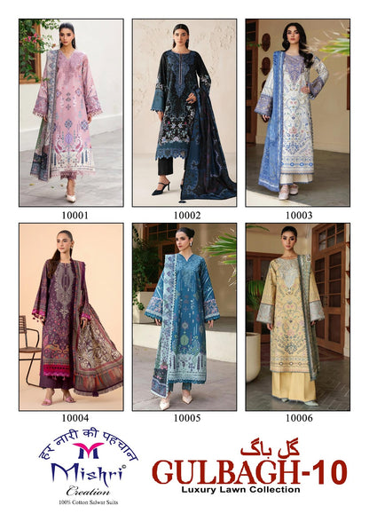 Gulbagh Vol 10 Mishri Lawn Cotton Karachi Salwar Suits Wholesaler