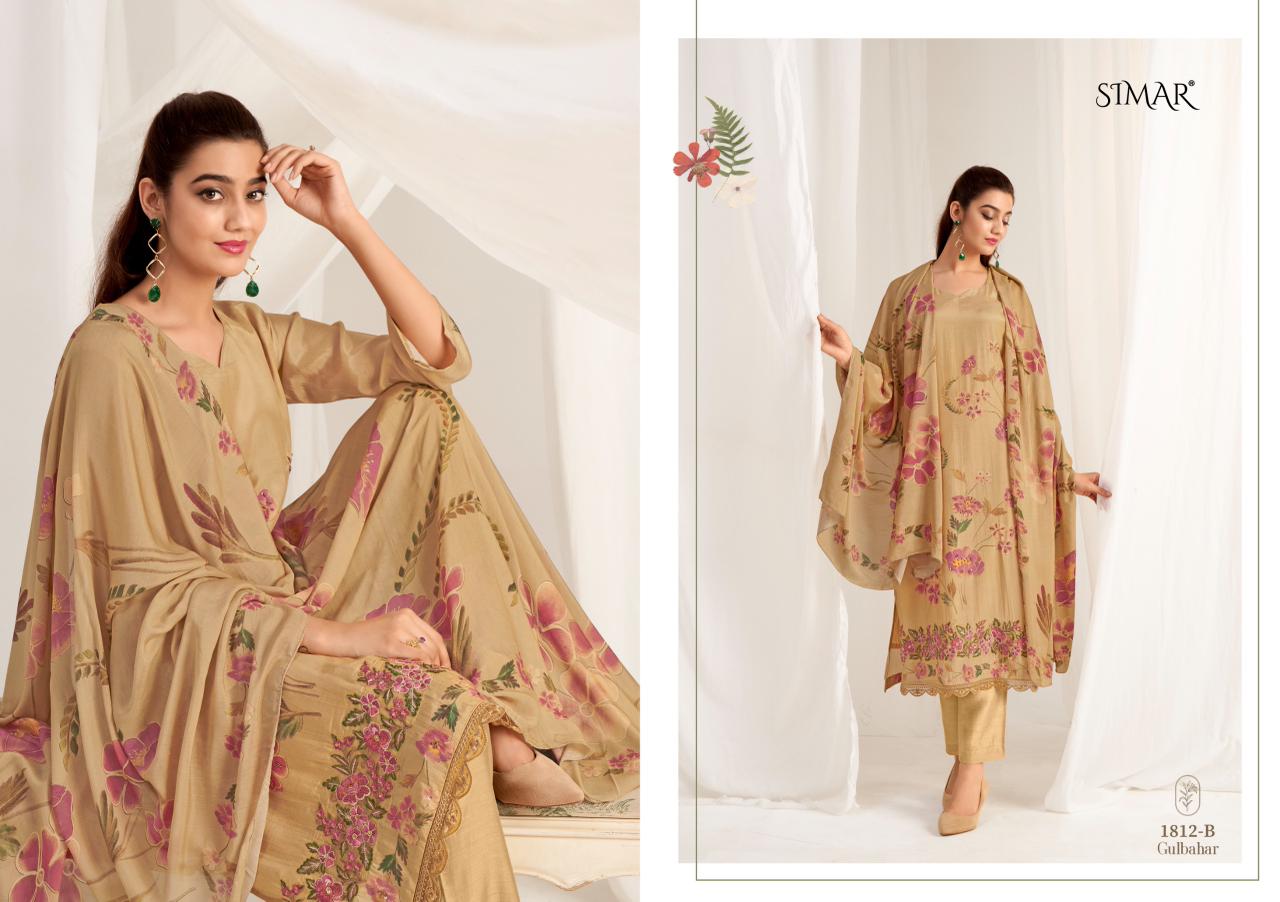 Gulbahar 1812 Simar Glossy Viscose Muslin Pant Style Suits Supplier