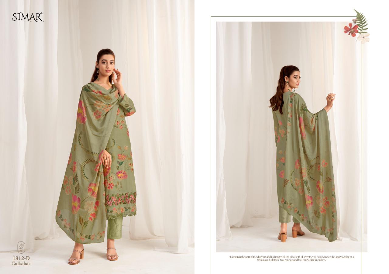 Gulbahar 1812 Simar Glossy Viscose Muslin Pant Style Suits Supplier