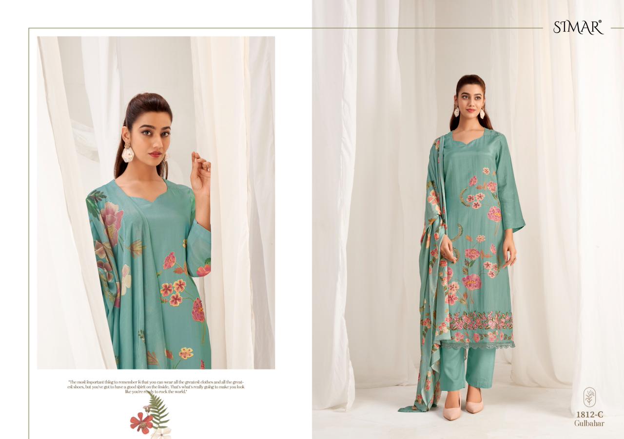 Gulbahar 1812 Simar Glossy Viscose Muslin Pant Style Suits Supplier