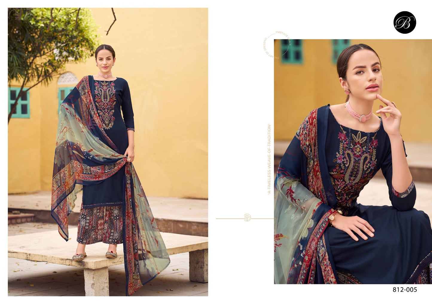 Gulbano Belliza Designer Studio Viscose Rayon Karachi Salwar Suits Wholesaler Ahmedabad