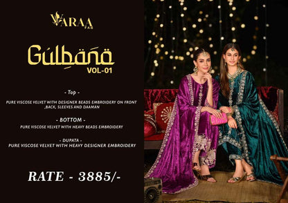 Gulbano Vol 1 Varaa Fab Pure Viscose Velvet Suits Wholesaler