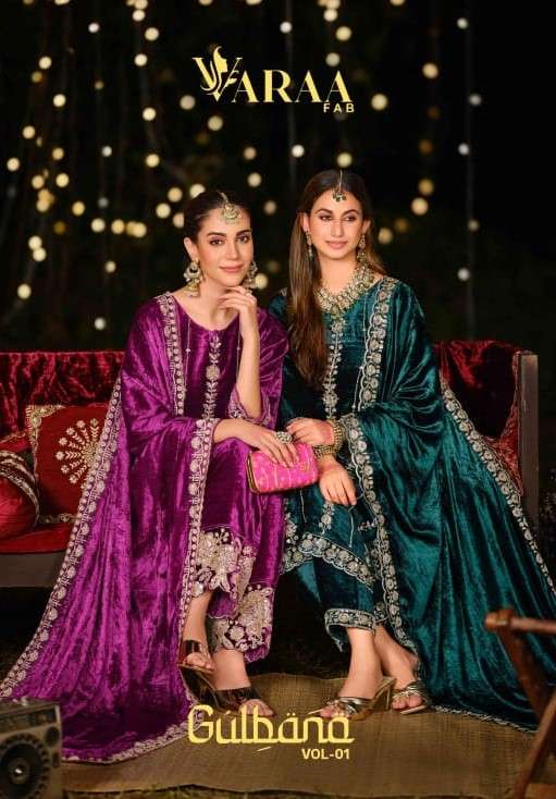 Gulbano Vol 1 Varaa Fab Pure Viscose Velvet Suits Wholesaler