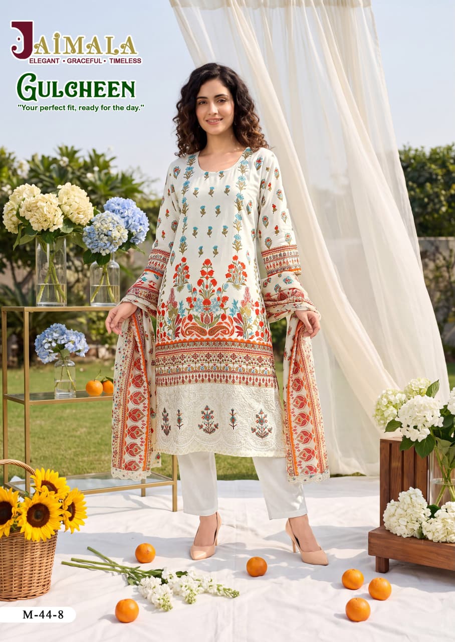 Gulcheen Jaimala Cambric Cotton Karachi Readymade Suits Exporter India