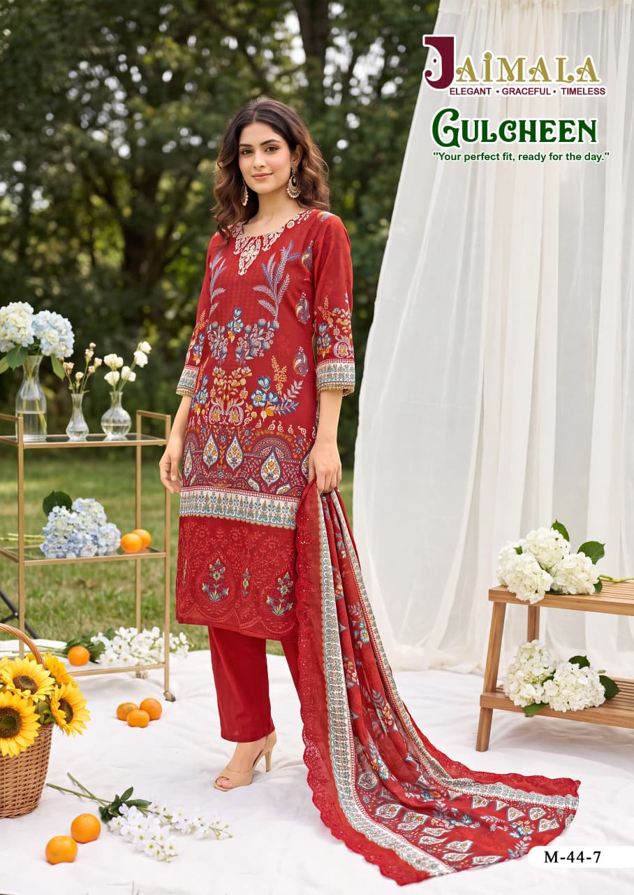 Gulcheen Jaimala Cambric Cotton Karachi Readymade Suits Exporter India