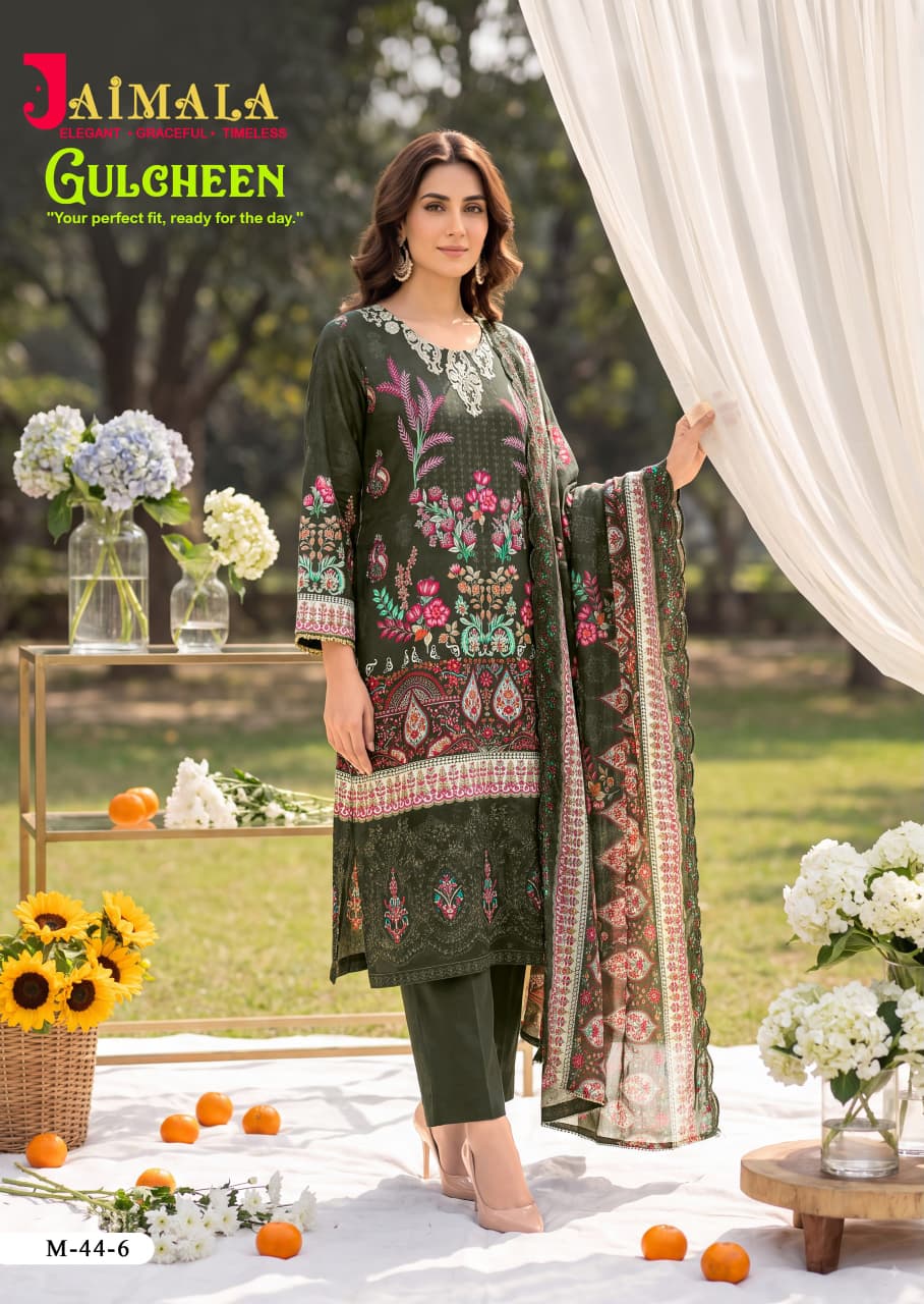 Gulcheen Jaimala Cambric Cotton Karachi Readymade Suits Exporter India