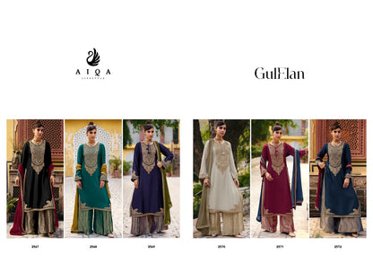 Gulelan Aiqa Russian Silk Pakistani Salwar Suits Wholesale Price