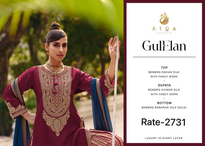 Gulelan Aiqa Russian Silk Pakistani Salwar Suits Wholesale Price
