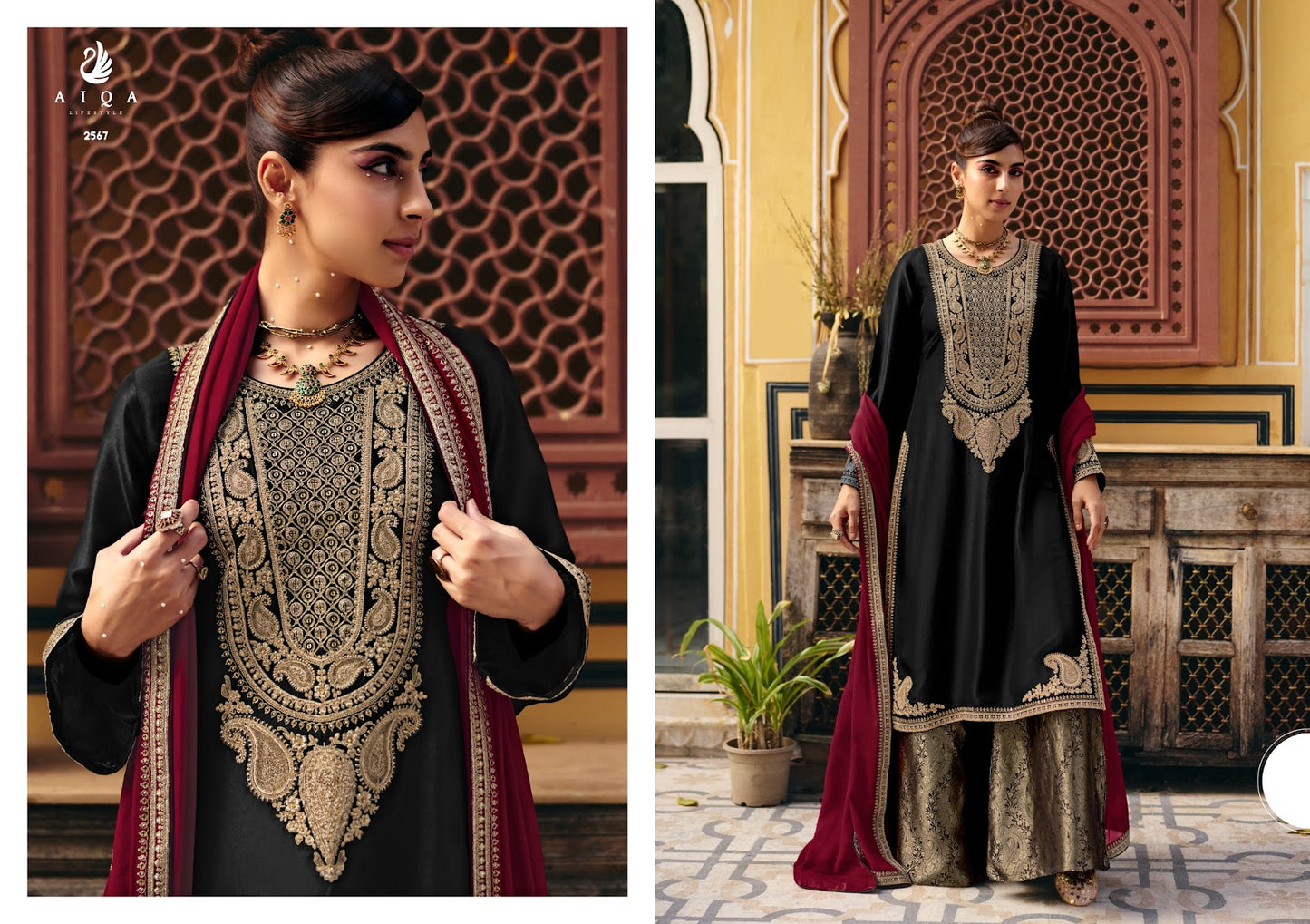 Gulelan Aiqa Russian Silk Pakistani Salwar Suits Wholesale Price
