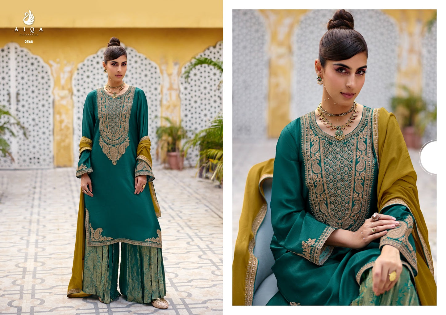 Gulelan Aiqa Russian Silk Pakistani Salwar Suits Wholesale Price