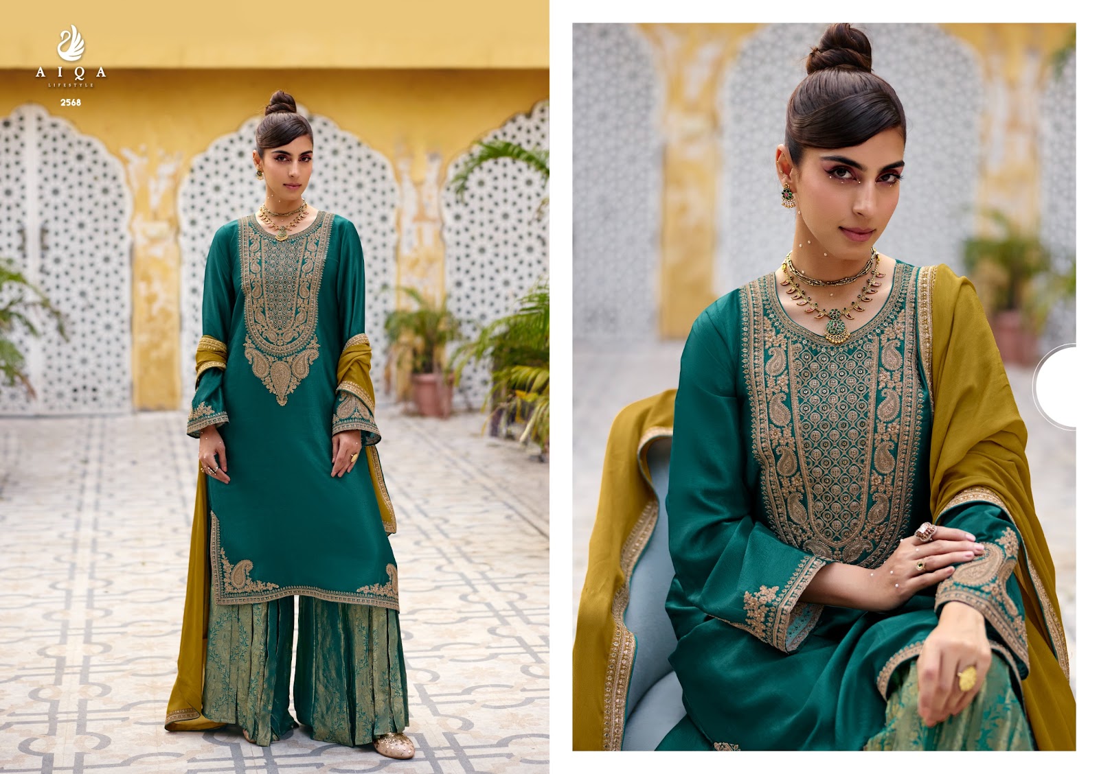 Gulelan Aiqa Russian Silk Pakistani Salwar Suits Wholesale Price