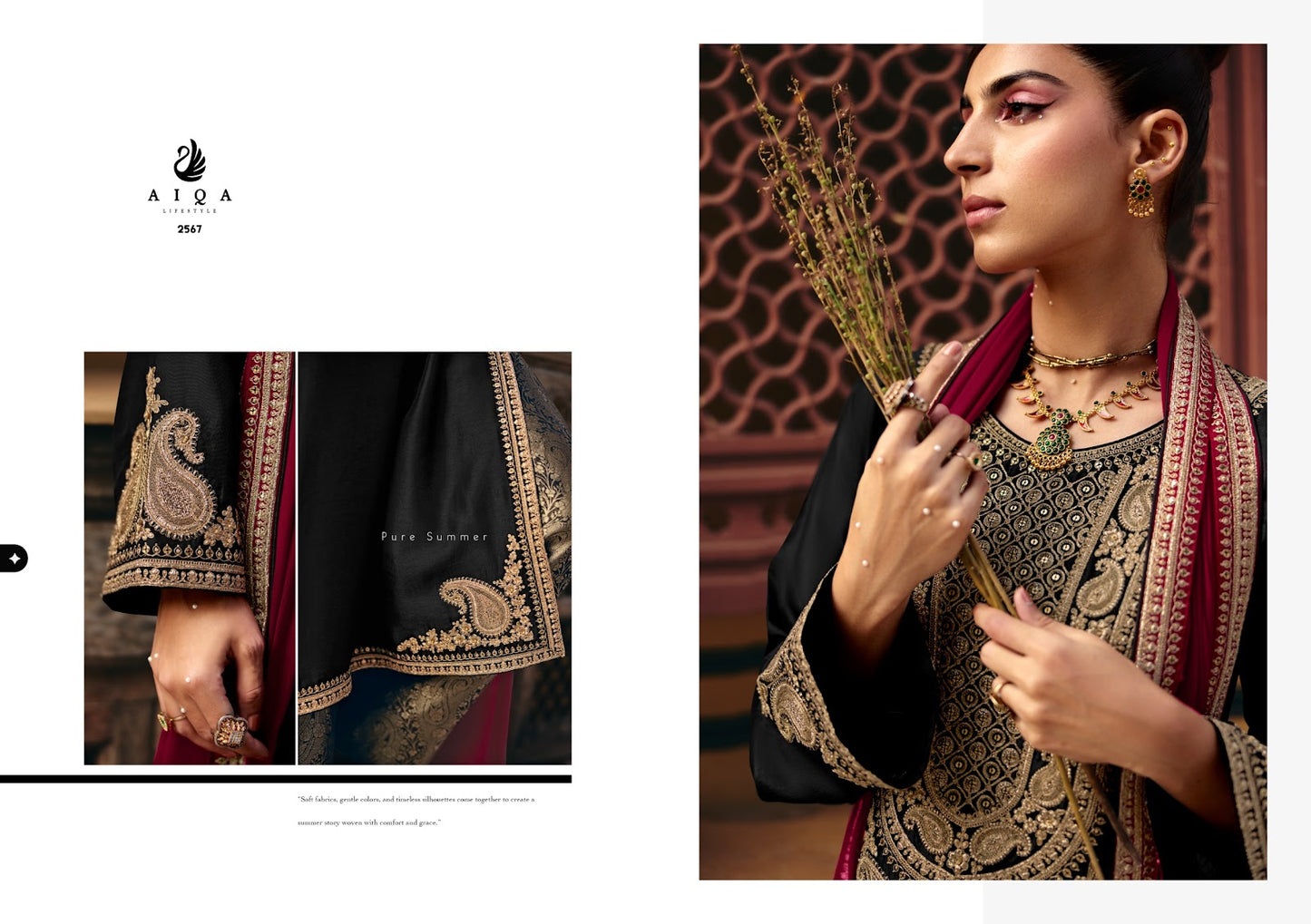 Gulelan Aiqa Russian Silk Pakistani Salwar Suits Wholesale Price